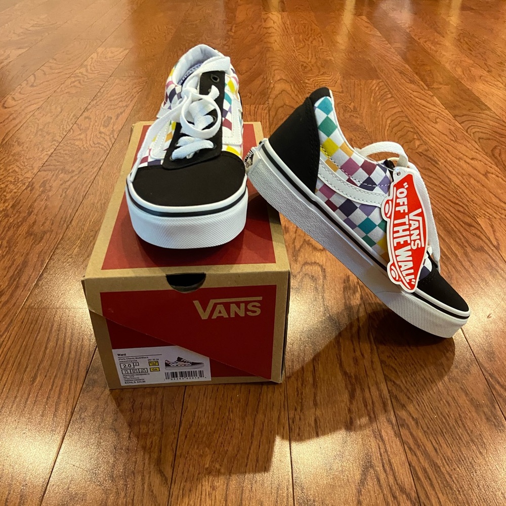 Vans ward party check multi/black size missy 2. New